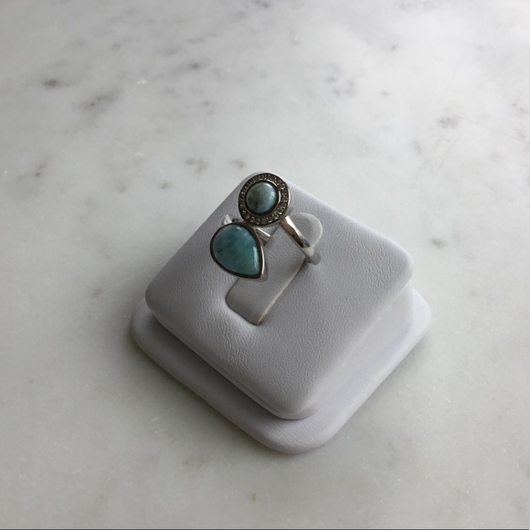 Clearance Sale $28 Firm! Natural Larimar & Cz Sterling Ring, Sz 6 - Picture 8 of 16